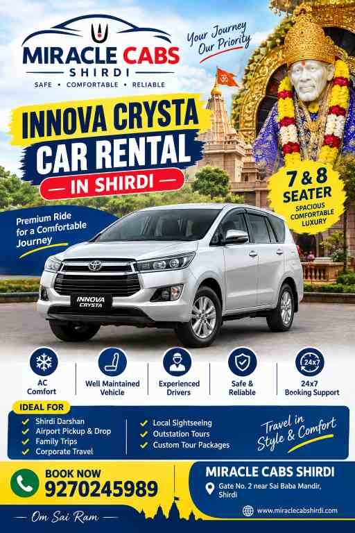 Innova Crysta Car Rental in Shirdi – Comfortable & Reliable Cab Service